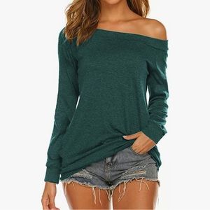 Off the shoulder hunter green top